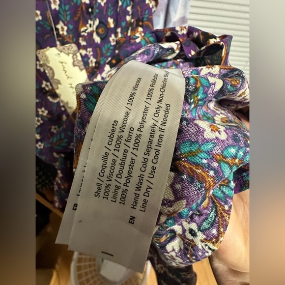 Band of the Free Dress M Purple Floral Puff Sleeve Mini Boho Cottagecore - Picture 6 of 10